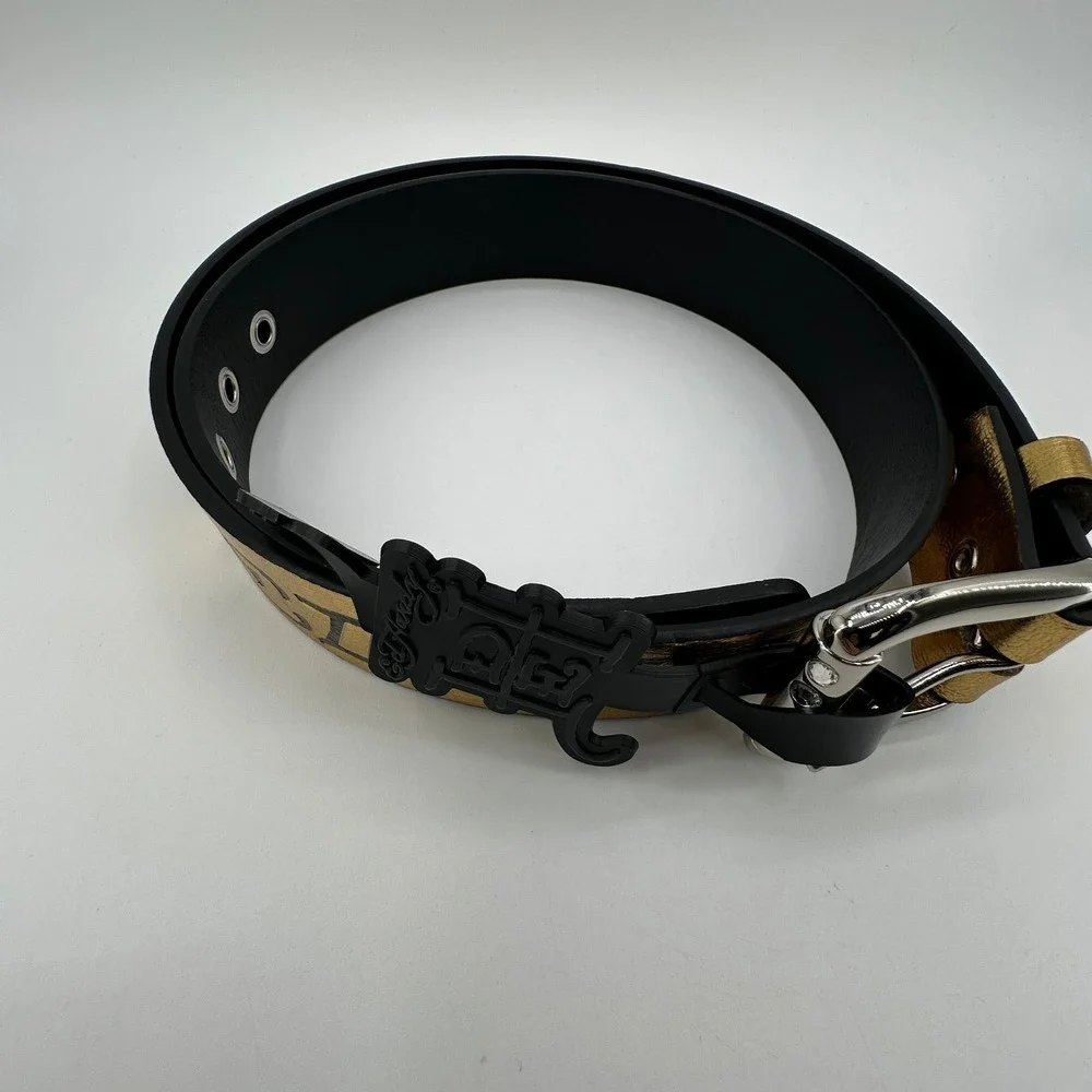 Ed Hardy Christian Audigier Belt Mens 38‎ Tiger Skull Tattoo Art Gold Color NEW